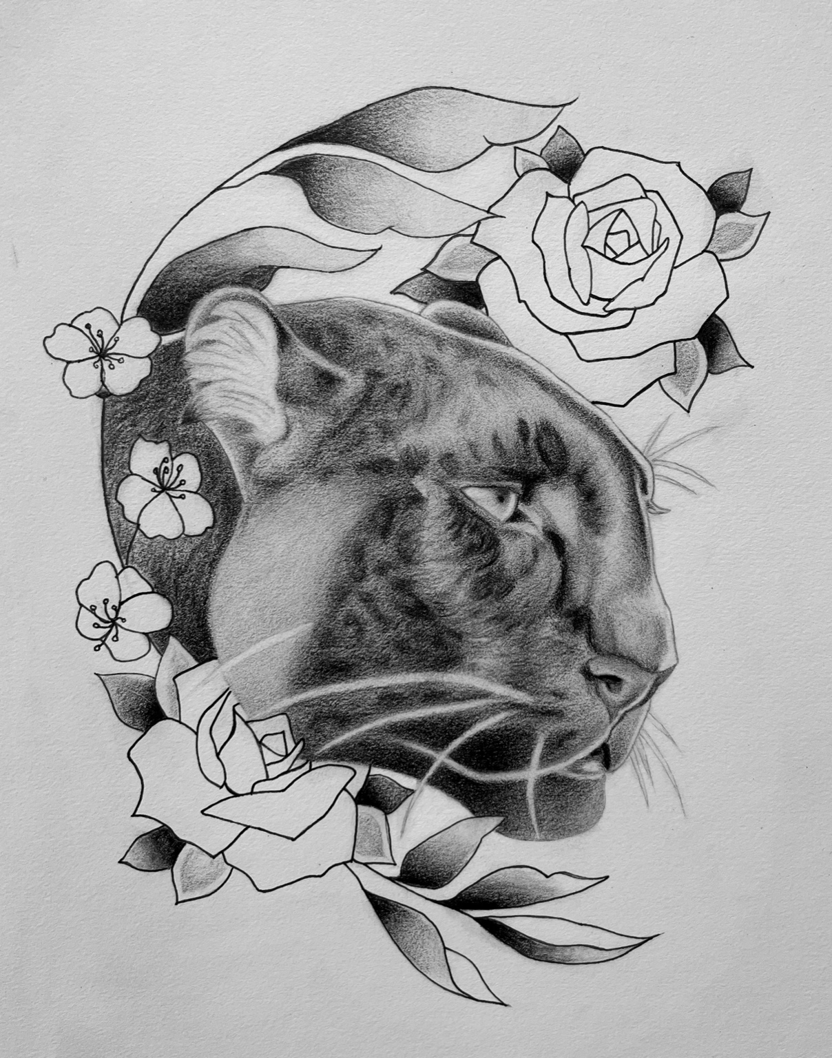 Graphite portrait blending strength and kindness — realism with softness.